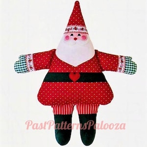 Vintage Sewing Pattern 16&quot; Santa Doll and 32&quot; Santa Pillow PDF Instant Digital Download Plush Country Christmas Toy and Decorative Cushion
