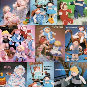 Vintage Crochet Patterns 15 16 18 Inch Soft Sculpture Cabbage Patch kids Doll Clothes Girl Boy 14 Crocheted Outfits PDF Instant Digital Down