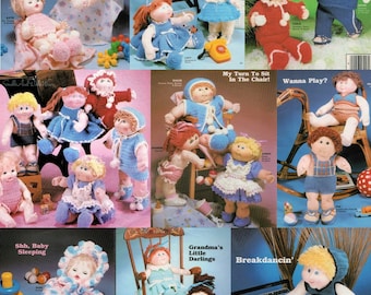 Vintage Crochet Patterns 15 16 18 Inch Soft Sculpture Cabbage Patch kids Doll Clothes Girl Boy 14 Outfits PDF Instant Digital Download