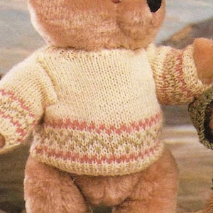 Vintage Knitting Pattern Teddy Bear Sweater Knit Fair Isle Jumpers Clothes For 14 16 18 21 Inch Toy Bears PDF Instant Digital Download DK image 3