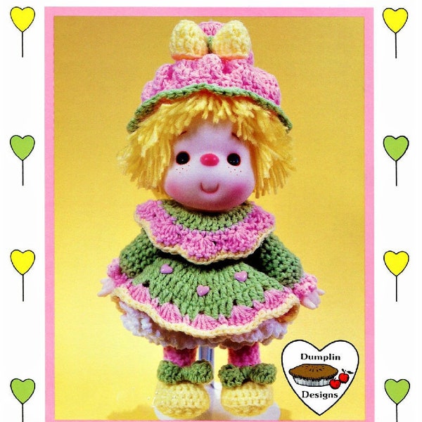 Vintage Crochet Pattern 14" Lollipop Lane Bubble Gum Yarn Head Doll PDF Instant Digital Download Retro 1980s Bubblegum Dumplin Designs 4 Ply