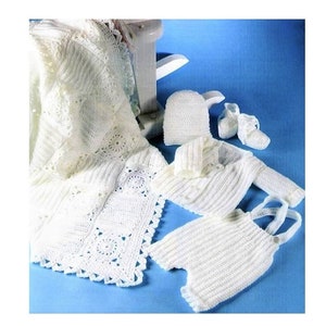 Vintage Crochet Pattern Baby Boy Christening Baptism 5 piece Outfit Set PDF Instant Digital Download Jacket Shorts Hat Shoes Blanket 3-24m image 1