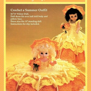 Vintage Crochet Pattern Merry Sunshine Bed Doll Summer Sun Outfit Dress PDF Instant Digital Download 13 Inch Dolls 10 Ply