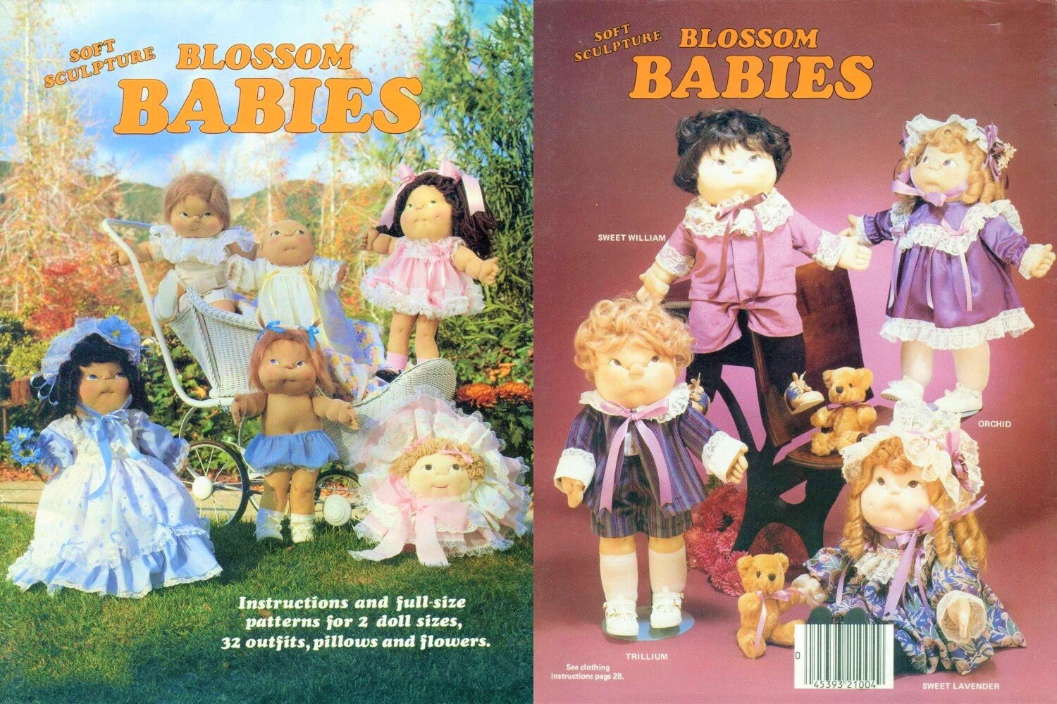 Vintage Sewing Patterns 18" 24" Soft Sculpture Toy Dolls Old Fashioned ...