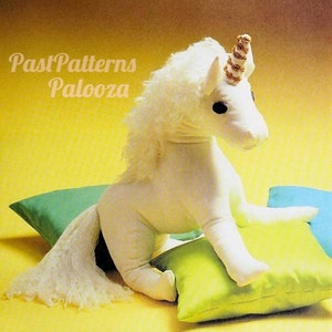Vintage Sewing Pattern 19&quot; Fabric Unicorn Soft Sculpture Toy Doll PDF Instant Digital Download Cute Stuffed Mystical Horse Play or Display