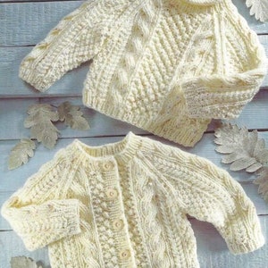 Vintage Knitting Pattern Baby Child Cable Aran Sweaters Cardigan Pullover PDF Instant Digital Download Jumper 0-6 Yrs image 3