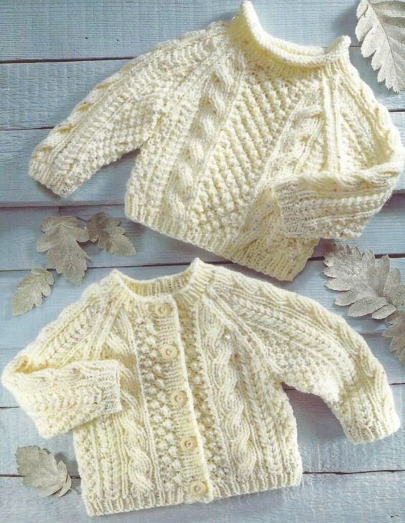 Vintage Knitting Pattern Baby Child Cable Aran Sweaters Cardigan Pullover PDF Instant Digital Download Jumper 0-6 Yrs image 3