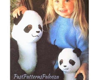 Vintage Sewing Pattern 13" 8" Panda Bears Soft Toy Dolls Plush Faux Fur Fabric Mama and Baby PDF Instant Digital Download Stuffed Animals