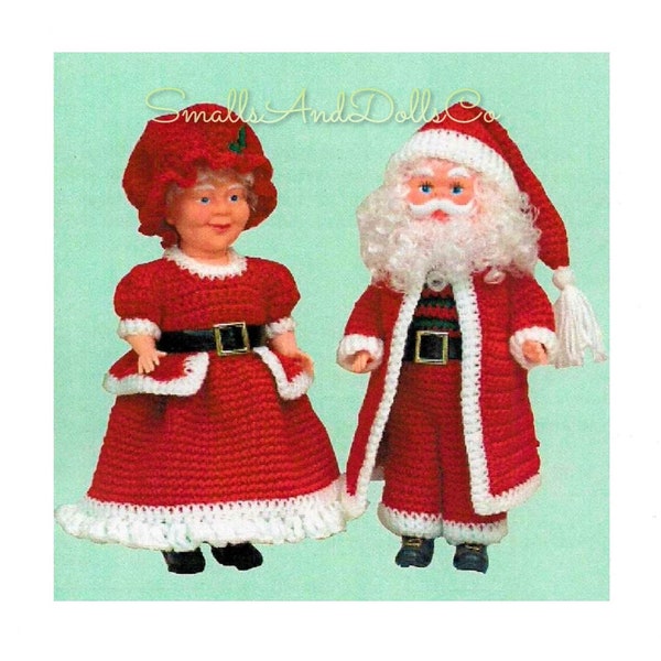 Vintage Crochet Pattern 14" Old Fashioned Santa and Mrs Claus Christmas Xmas Dolls PDF Instant Digital Download Traditional Red Outfits