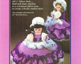 Vintage Häkelanleitung 13 Inch hübsche Rüschen Kissen Puppe Bett Puppe Polly setzt den Kessel auf PDF Instant Digital Download 10 Ply