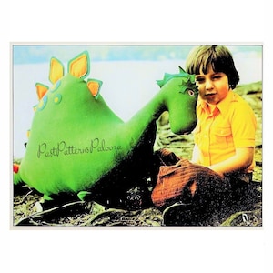 Vintage Sewing Pattern 48" Large Felt Fabric Stegosaurus Dinosaur Soft Sculpture Toy Doll PDF Instant Digital Download 4 Foot Dino or Dragon