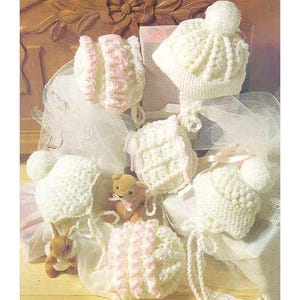 Vintage Crochet Patterns Baby Hats  Bonnets Helmets 6 Designs PDF Instant Digital Download Preemie Newborn to 6 months 8 Ply