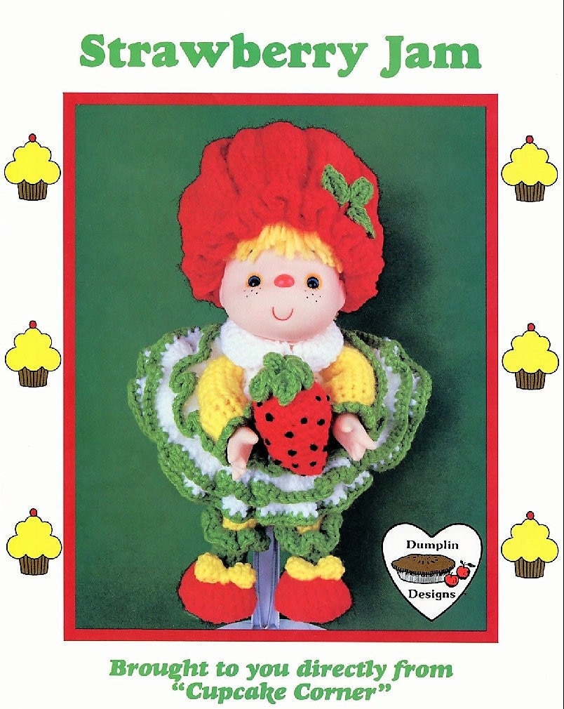 36 Cupcake Crochet Patterns for Sweet Amigurumi, Holiday Decor, and Play Food 10 Vintage Crochet Pattern 14" Cupcake Corner Strawberry Jam