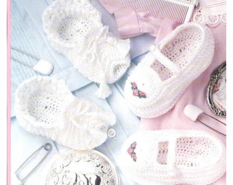 Vintage Crochet Pattern Cute Open Toe Baby Girl Booties & Mary Jane Shoes PDF Instant Digital Download Cotton Thread Bootees 5 Ply