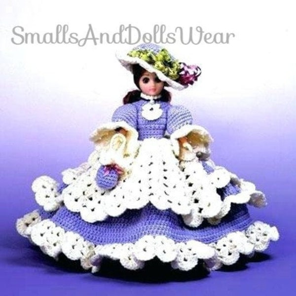 Vintage Crochet Pattern Pretty Martha Bed Doll Dress Hat Purse 15 inch Doll PDF Instant Digital Download Fashion Doll Outfit 10 Ply