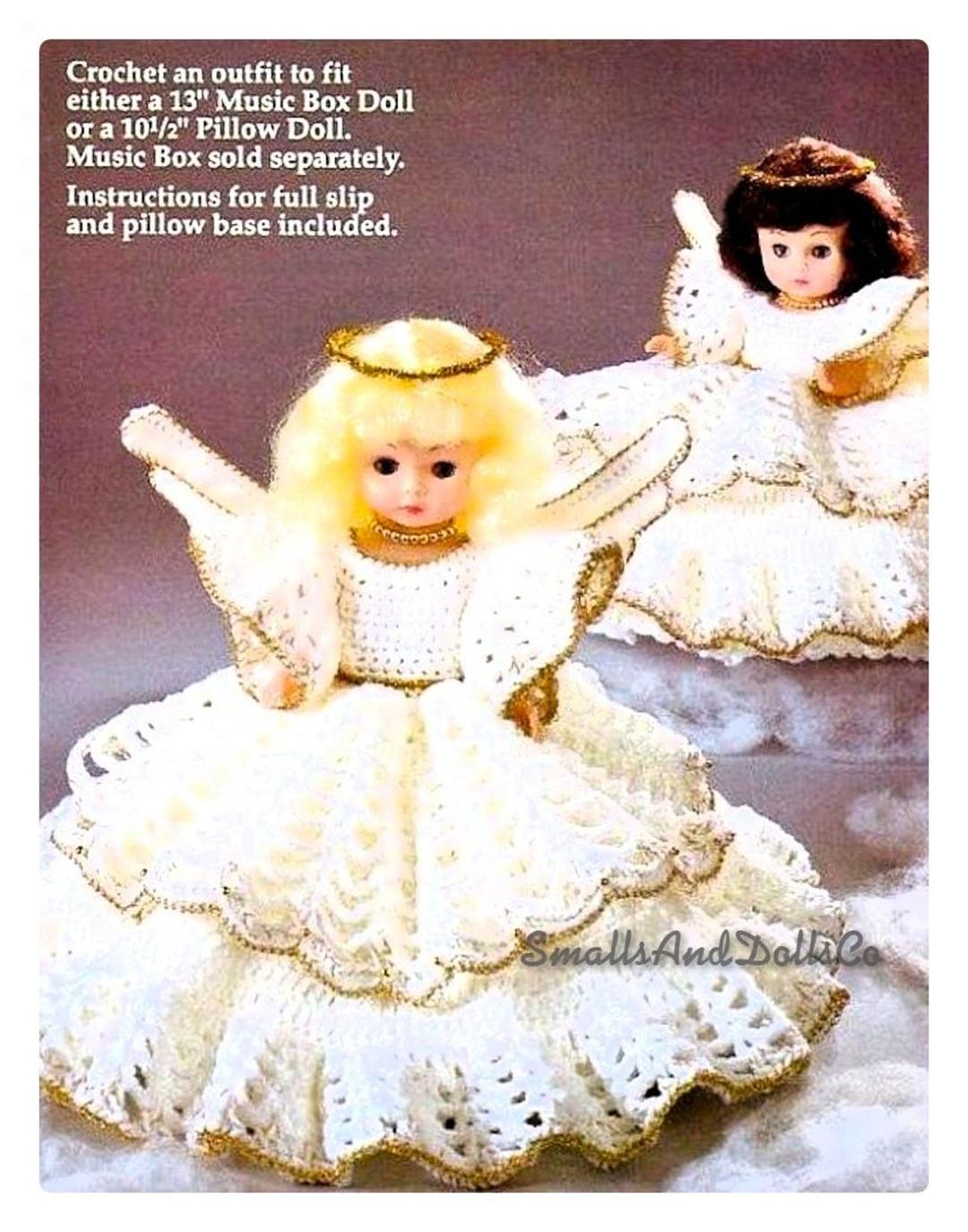 vintage-christmas-crochet-pattern-angel-pillow-doll-bed-doll-music-box-doll-dress-pdf-instant-digital-download-13-doll-10-ply-etsy