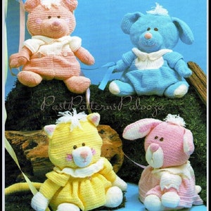 Vintage Crochet Pattern The Puffalumps Bunny Puppy Kitten Bear Amigurumi Dolls PDF Instant Digital Download Retro 1980s Soft Toys 3 Ply