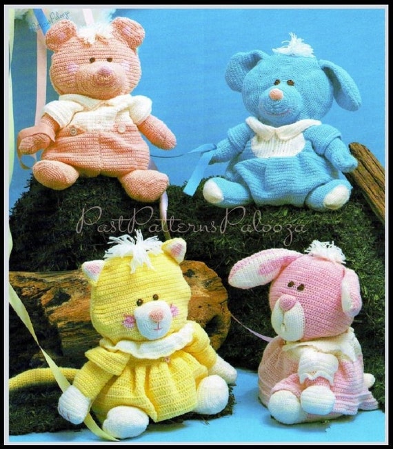 * vintage figure ୨୧ * ふさふさ ハリネズミちゃん Vintage Crochet Pattern the Puffalumps Bunny Puppy Kitten Bear
