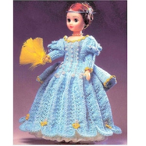 Vintage Knitting Pattern 15&quot; Renaissance Medieval Doll Fancy Gown Dress Outfit PDF Instant Digital Download Period Dress Costume DK