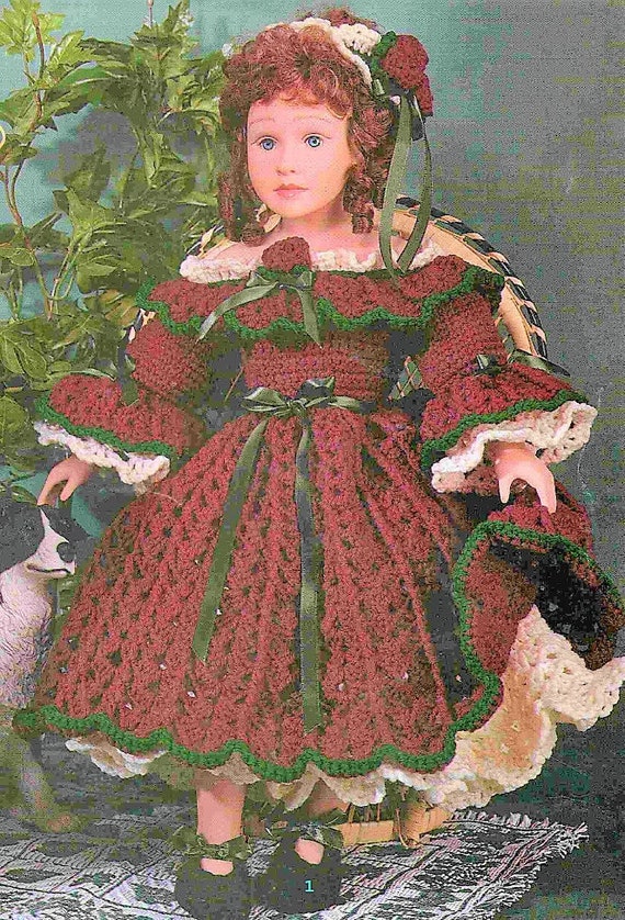 Vintage Crochet Pattern 24 Victorian Doll Dress 4 Piece Etsy