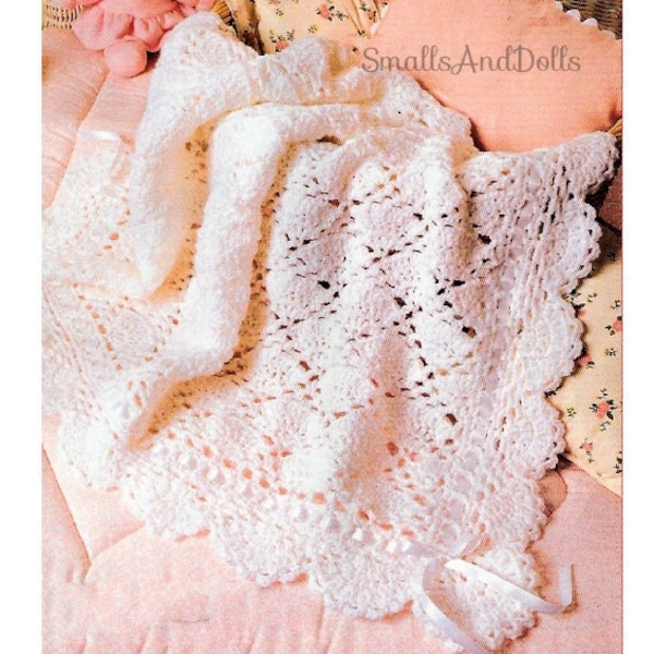 Vintage Crochet Pattern Victorian Eyelet Lace Baby Afghan Blanket PDF Instant Digital Download Heirloom Christening Lapghan 10 Ply