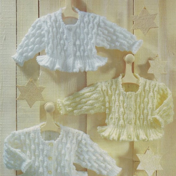 Vintage Knitting Pattern Knit Baby to Big Girl Ruffle Edged Peplum Cardigan Sweater Jacket PDF Instant Digital Download 0-8 yrs DK 8 Ply