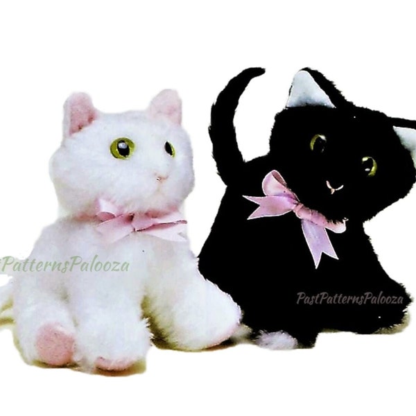 Vintage Sewing Pattern 9" Kittens Faux Fur Fabric Soft Sculpture Plush Toys PDF Instant Digital Download Stuffed Realistic Kitty Cat Plushie