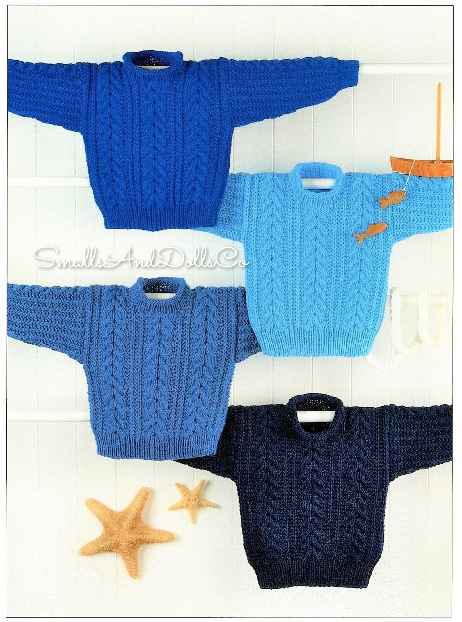 Vintage Knitting Pattern Toddler to Childrens Easy Knit Aran Sweater ...