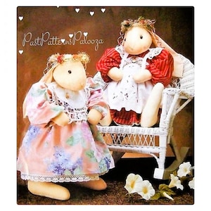 Vintage Sewing Pattern 20&quot; Fabric Victorian Country Bunny Rabbit Soft Sculpture Toy Doll and Her Wardrobe PDF Instant Digital Download