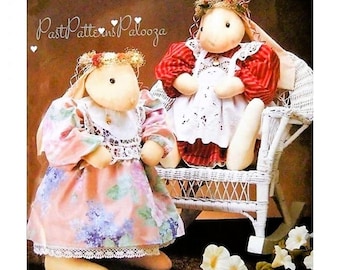 Vintage Sewing Pattern 20" Fabric Victorian Country Bunny Rabbit Soft Sculpture Toy Doll and Her Wardrobe PDF Instant Digital Download
