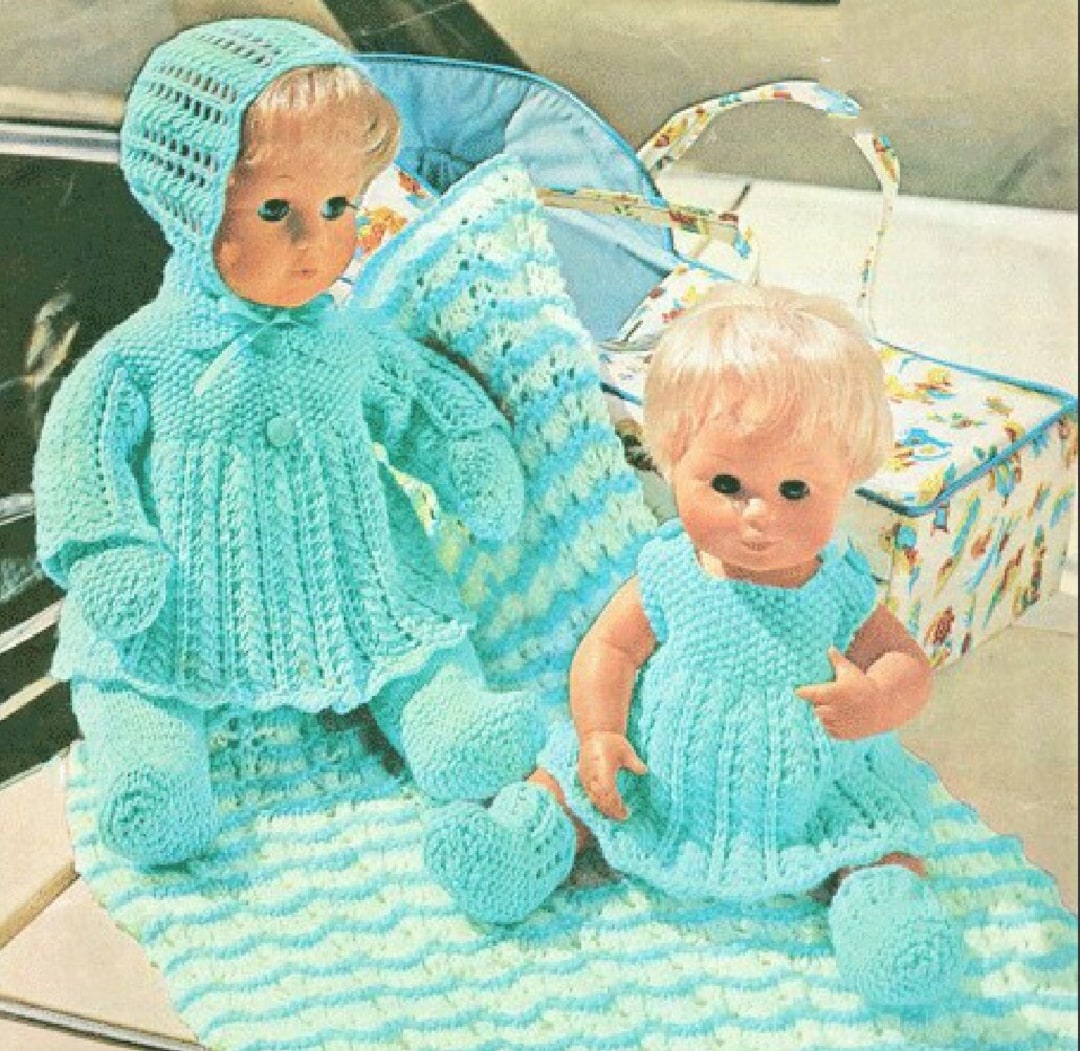 Vintage Knitting Pattern Knit Doll Clothes Outfits Complete Etsy
