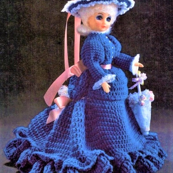 Vintage Crochet Pattern Annabelle Victorian Outfit For an 15 inch Doll PDF Instant Digital Download Elegant Dress Hat Bed Doll 10 Ply