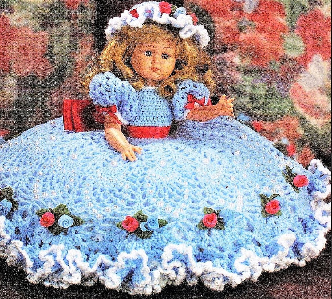 Vintage Crochet Pattern Pineapple Dress Pillow Doll Bed Doll Outfit ...