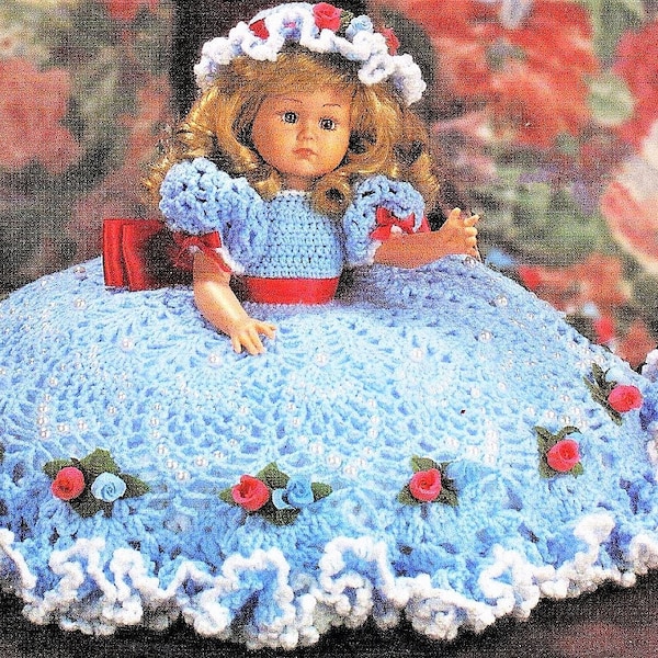 Vintage Crochet Pattern Pineapple Dress Pillow Doll Bed Doll Outfit Dress and Hat PDF Instant Digital Download 5 Ply