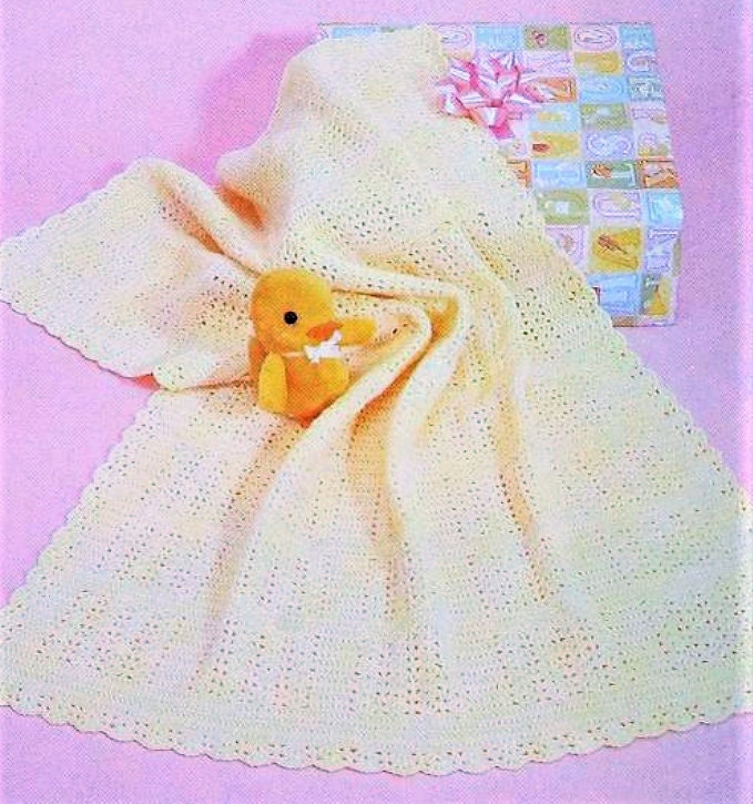 Vintage Crochet Pattern Simple Shells Baby Afghan Blanket PDF Instant ...