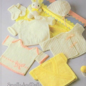 Vintage Knitting Pattern Knit Baby Girl Under Vests Bonnet Booties PDF Instant Digital Download Quick Easy Short Tops 0-9m 3 Ply