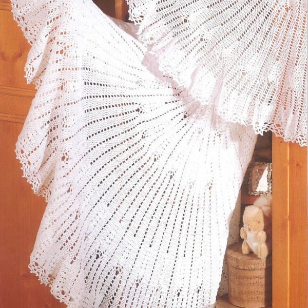 Vintage Crochet Pattern Round Circular Lacy Baby Shawl PDF Instant Digital Download in 2 Ply and 3 Ply