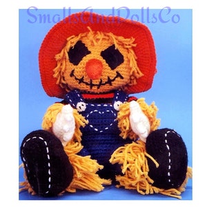 Vintage Crochet Pattern 16&quot; Sitting Scarecrow Amigurumi Doll PDF Instant Digital Download Soft Toy Fall Autumn Holiday Doll 10 Ply