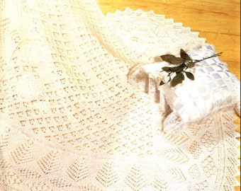 Vintage Knitting Pattern Knit Baby Lace Christening Shawl Blanket PDF Instant Digital Download Heirloom Baptism Blessing Blanket 2 Ply 3 Ply Etsy