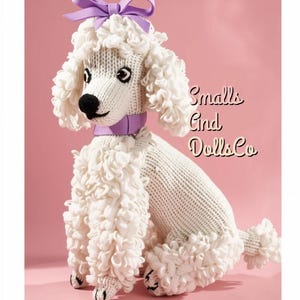 Vintage Knitting Pattern 10" Knit Poodle Toy Dog PDF Instant Digital Download Retro MCM 1950s Stuffed Plush Girl Puppy Amigurumi 3 Ply