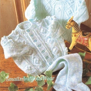 Vintage Knitting Pattern Baby Aran Cardigan, Pullover Sweater and Leggings Set PDF Instant Digital Download Baby Toddler 3m- 2 yrs DK