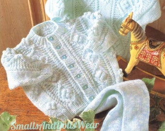 Vintage Knitting Pattern Baby Aran Cardigan, Pullover Sweater and Leggings Set PDF Instant Digital Download Baby Toddler 3m- 2 yrs DK