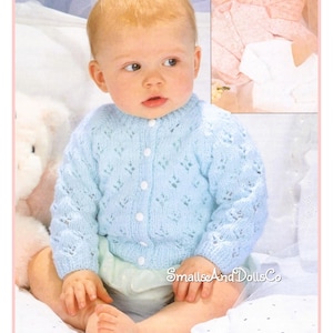 Vintage Knitting Pattern Baby Boy Girl Eyelet and Plain Cardigan Sweaters Jumpers PDF Instant Digital Download Newborn Toddler 0-2 yrs DK