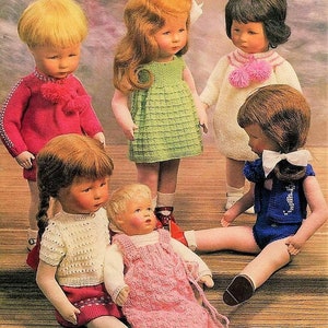 Vintage Strickmuster Puppenkleidung für 14 Zoll 18 Zoll Puppen PDF Sofort Digitaler Download Komplette Garderobe 11 Designs 3-lagig