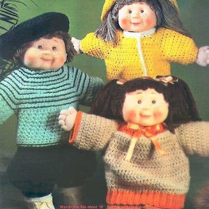Vintage Crochet Pattern Cute Wardrobes for 16-19 Inch Soft Sculpture Dolls PDF Instant Digital Download Cabbage Patch Kids Baby Toothie