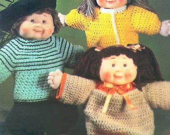 Vintage Crochet Pattern Cute Wardrobes for 16-19 Inch Soft Sculpture Dolls PDF Instant Digital Download Cabbage Patch Kids Baby Toothie