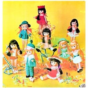Vintage Thread Crochet Pattern Doll Party Clothes Outfits for 7 to 8 Inch Dolls PDF Instant Digital Download Complete Wardrobe & Accessories