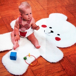Vintage Schnittmuster 42"Baby Bär Teppich oder Spielmatte PDF Sofort Digital Download Kunstfell & Gingham Teddy Bär Kinderzimmer Teppich