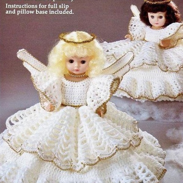 Vintage Crochet Pattern Angel Pillow Doll Bed Doll Music Box Doll Dress PDF Instant Digital Download 13" Doll Christmas Angel 10 Ply