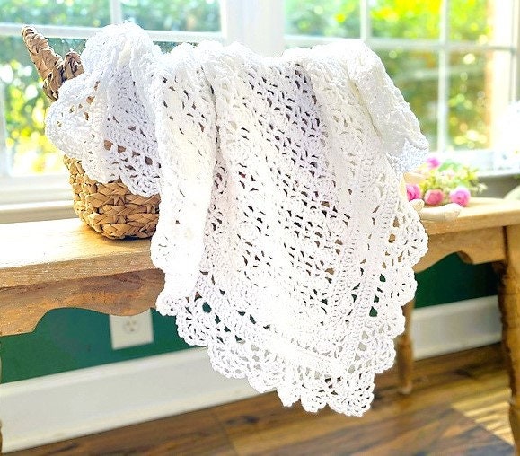 Vintage Crochet Pattern Victorian Heirloom Lace Baby Afghan Blanket PDF Instant Digital Download Pretty Shells Christening Lapghan 5 Ply Etsy Canada